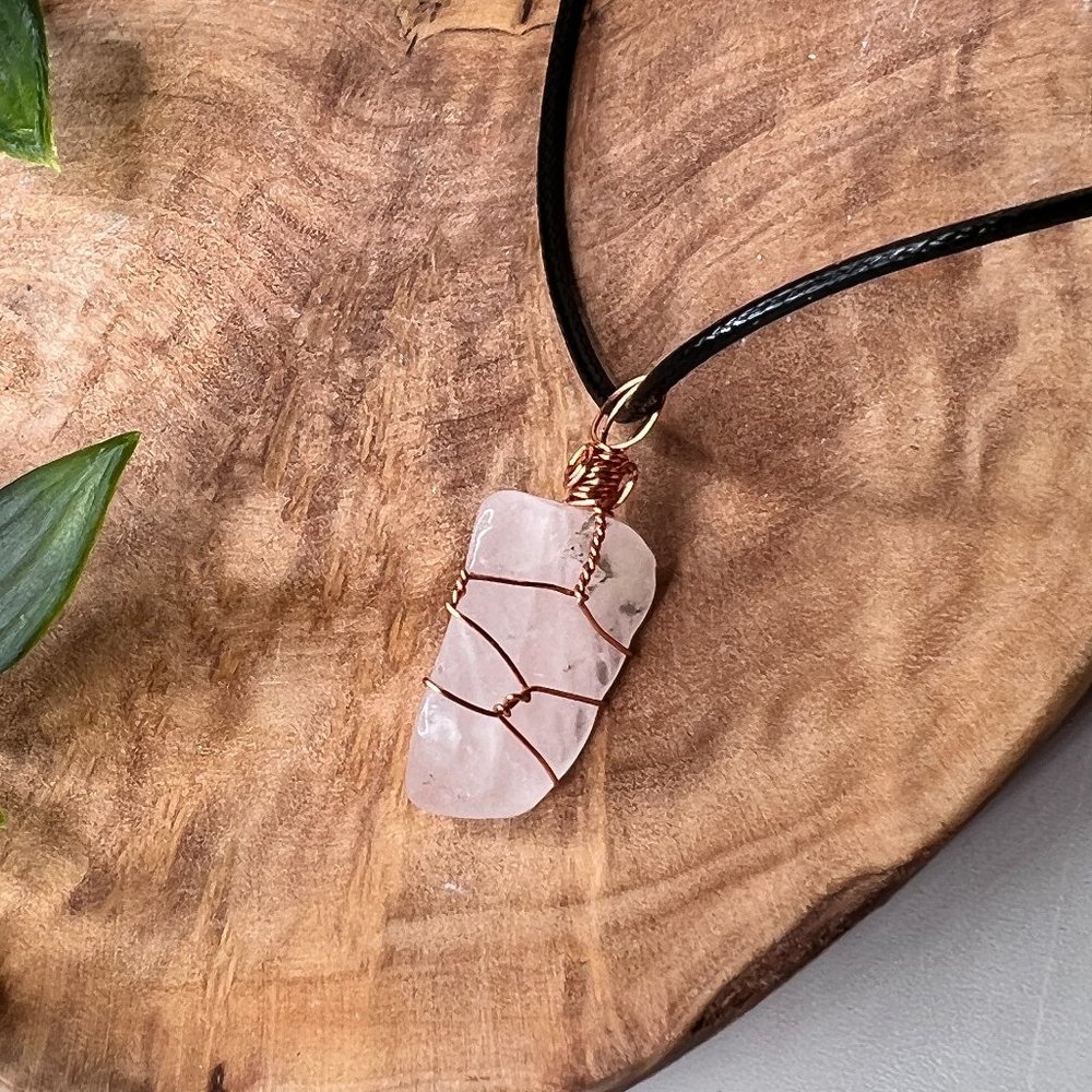 Rose Quartz Crystal Self Love Necklace Pendent